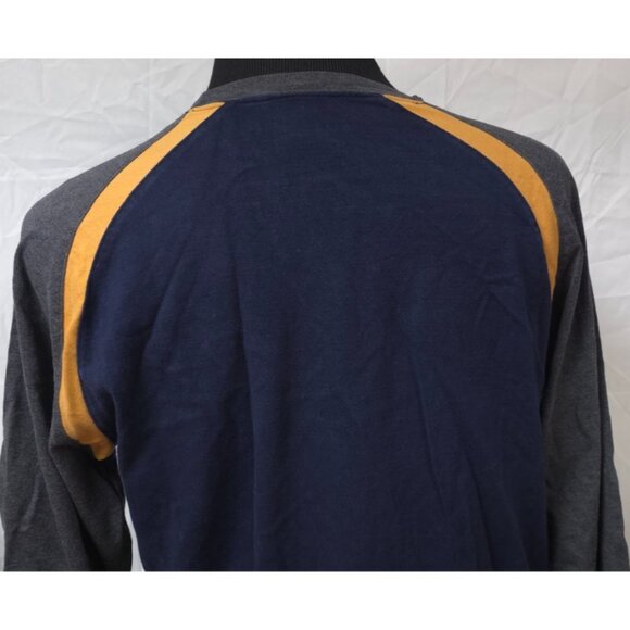 Nautica Jeans Co Mens M Blue Grey Yellow Logo Long Sleeve Heavy Spellout T-Shirt - Picture 10 of 13